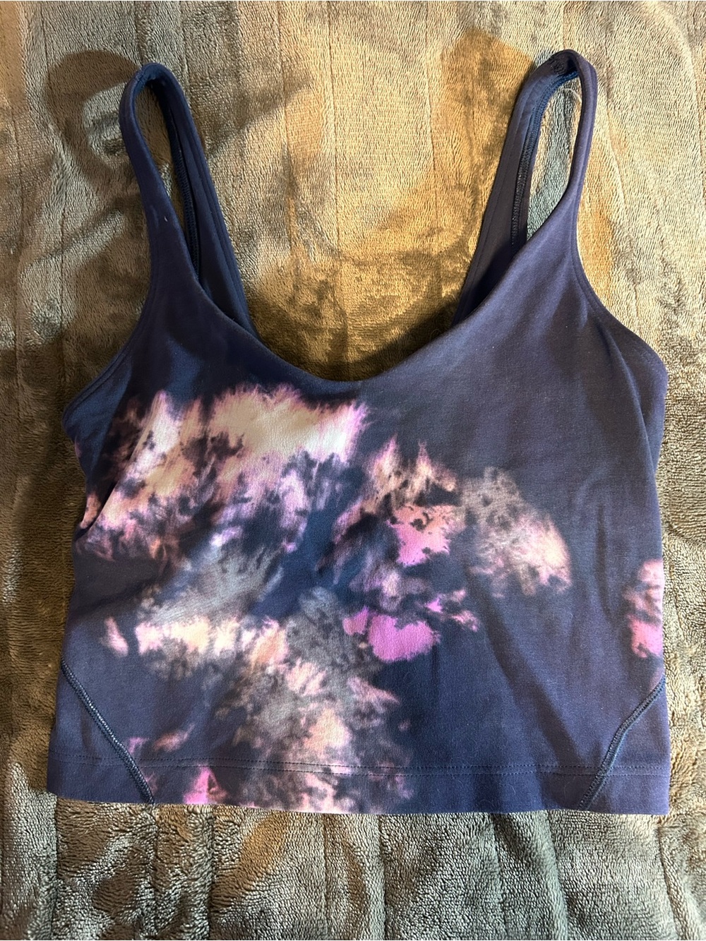 Lululemon Women's Navy Tie-Dye Tank Bralette - Great Condition, Sz 2